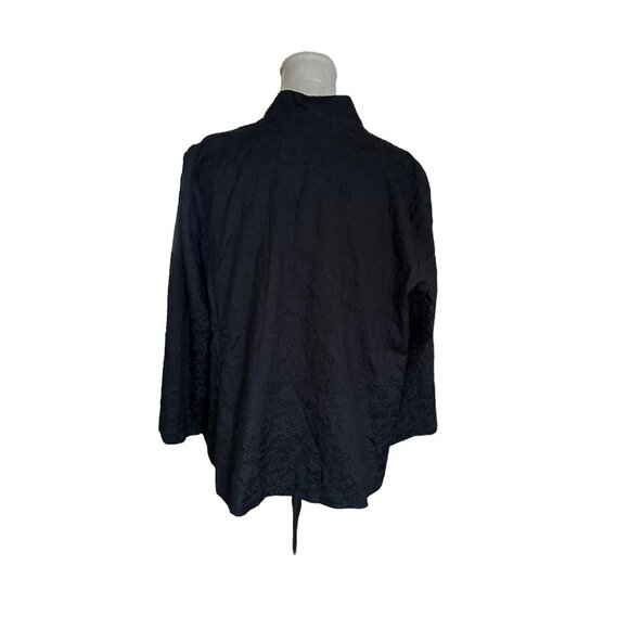 Eileen Fisher Embroidered !00% Silk Open Front Blazer Jacket Size L Quiet Luxury - Picture 13 of 13